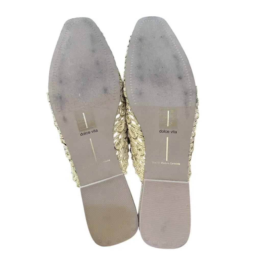 Dolce Vita Women's Light Natural Diya Macrame Diya Flat Mules Size 13